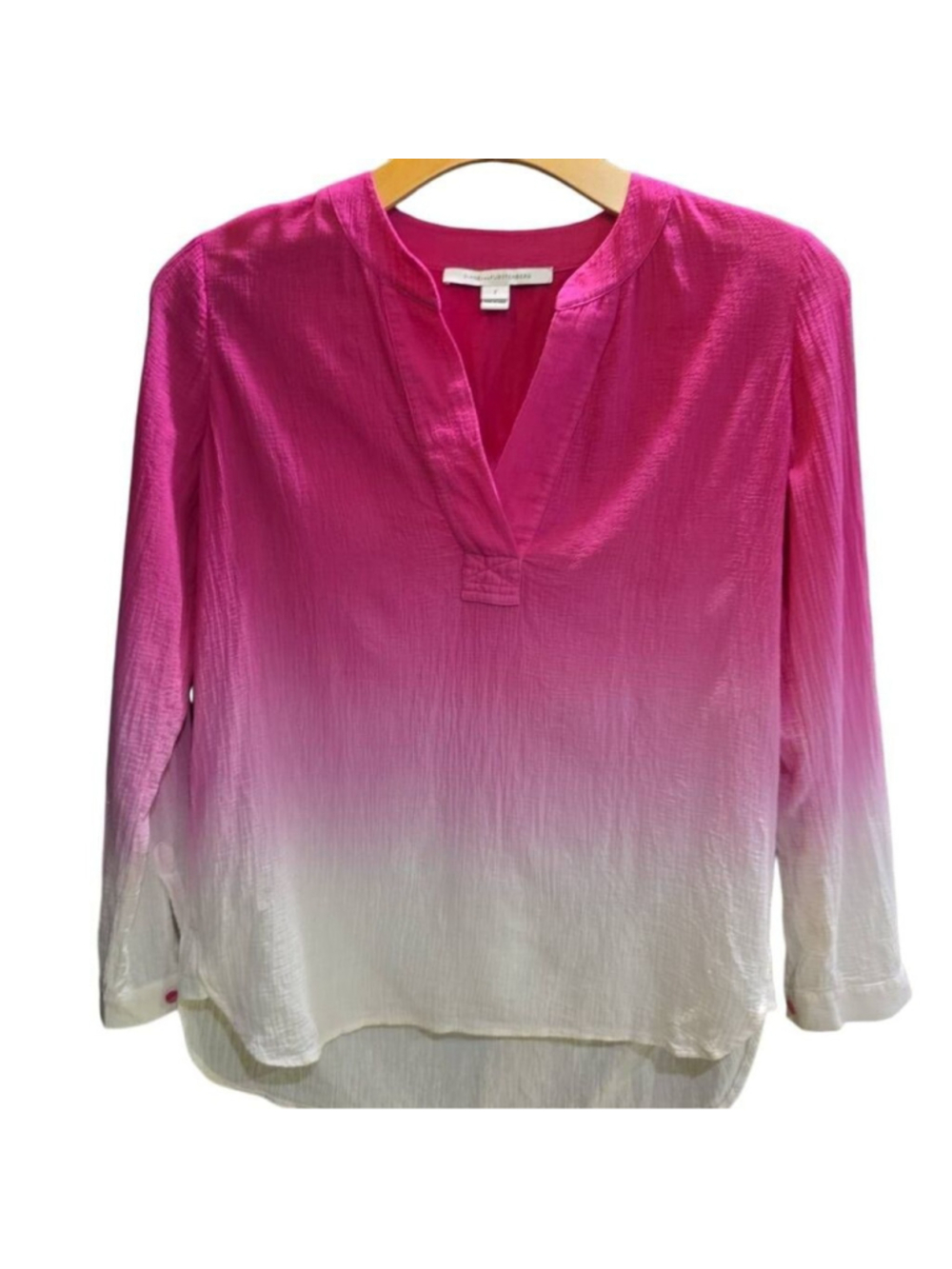 Diane Von Furstenburg Pink Ombre Cotton Popover Top. Size xs